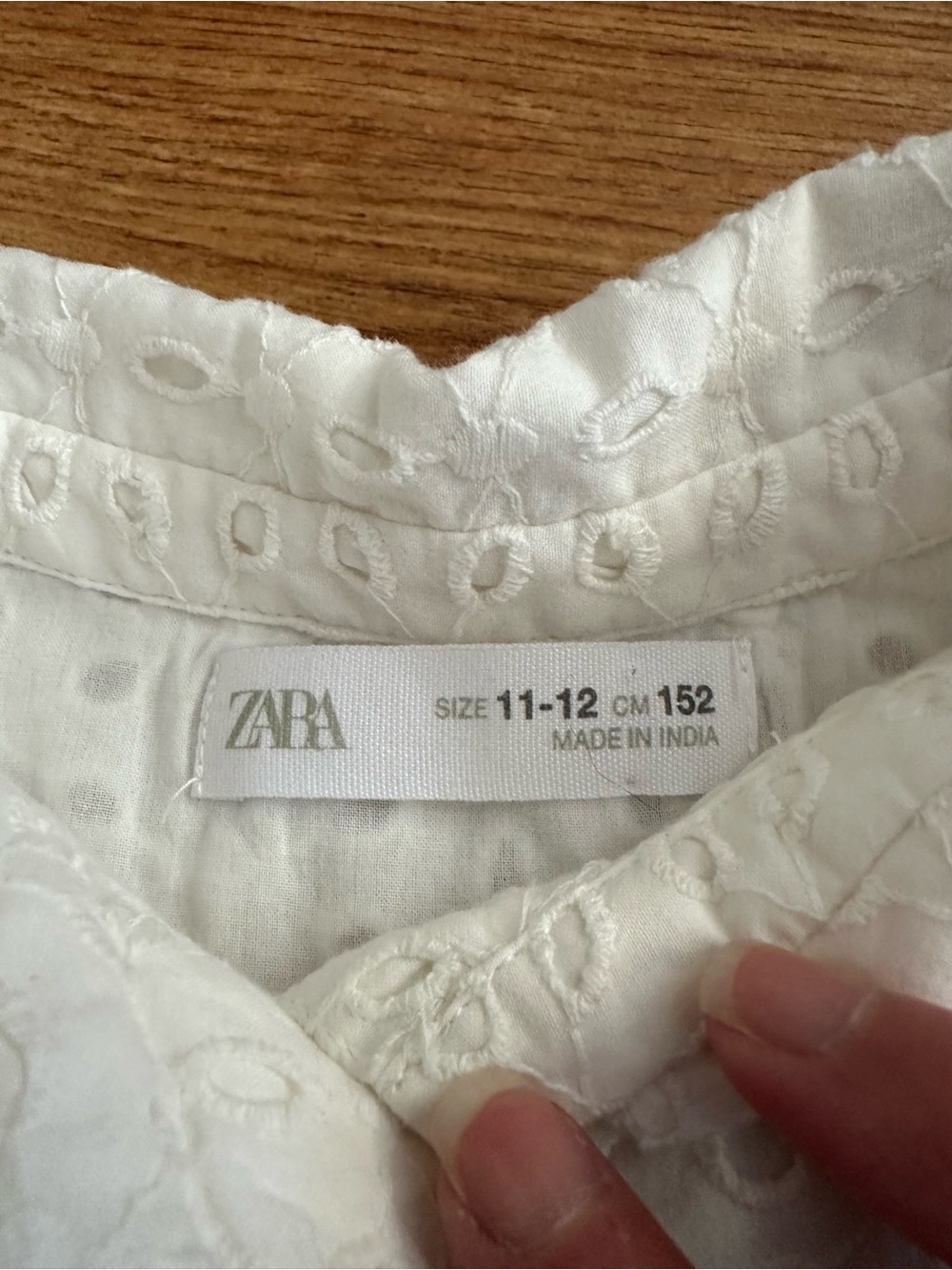 Zara Girl’s White Eyelet Cotton Romper 11-12 Years - Picture 3 of 4